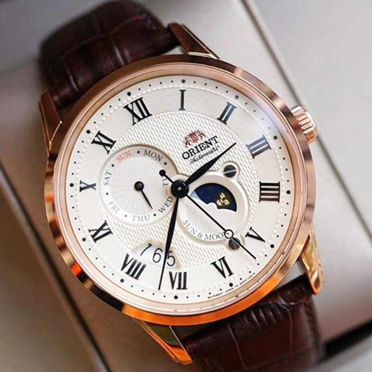 Orient Sun and Moon Rose Gold Erkek Saati