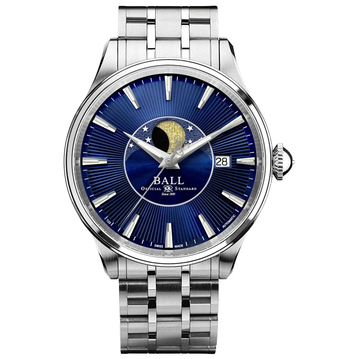 BALL Watch Trainmaster Moon Phase Otomatik 40mm Mavi - Ref. NM3082D-SJ-BE