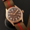 OLD SMITH 90-002 38mm Bronze Case Brown Dial Red Close Right