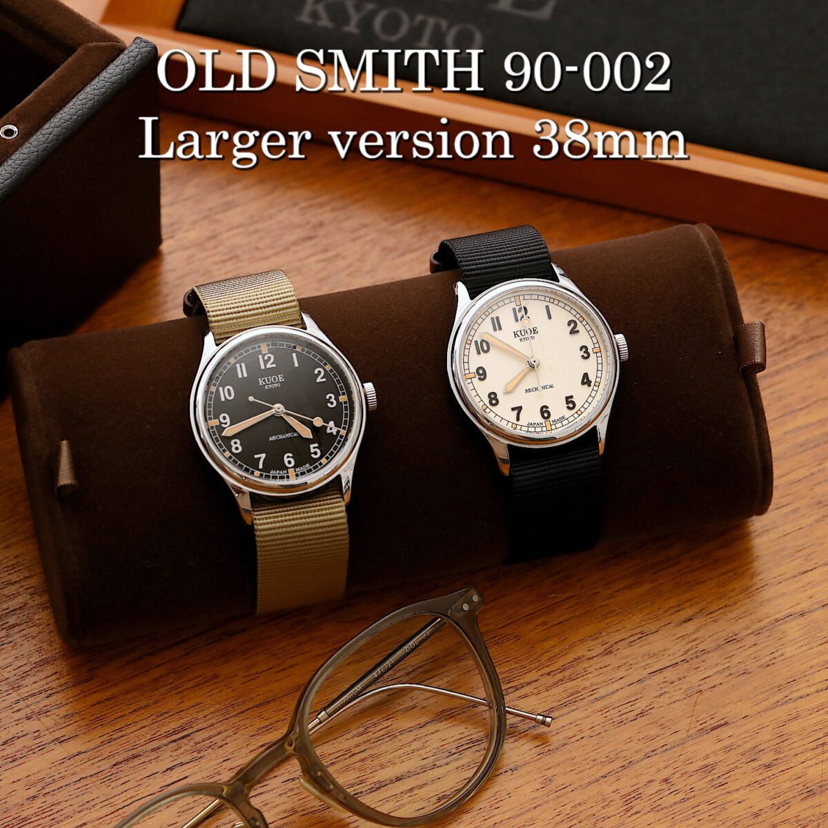 KUOE Old Smith 90-002 Large 38mm automatic no-date watch black and ivory dial