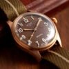 OLD SMITH 90-002 38mm Bronze Case Brown Dial Khaki Close Right