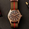OLD SMITH 90-002 38mm Bronze Case Brown Dial Red Close Straight