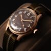 OLD SMITH 90-002 38mm Bronze Case Brown Dial Khaki Close Left