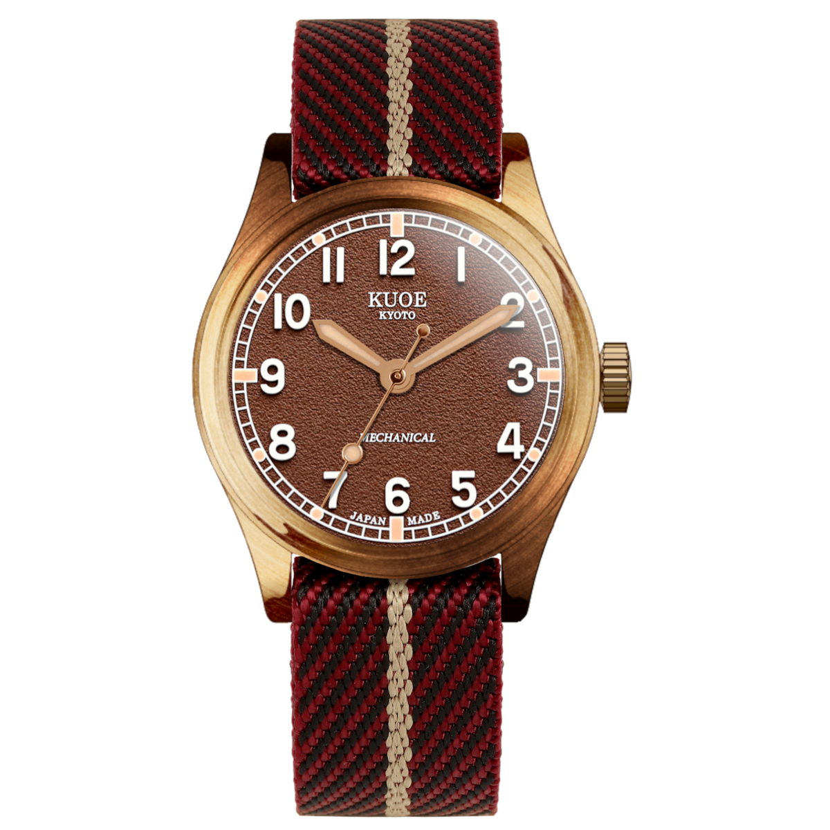 OLD SMITH 90-002 38mm Bronze Case Brown Dial mechanical watch Red Beige