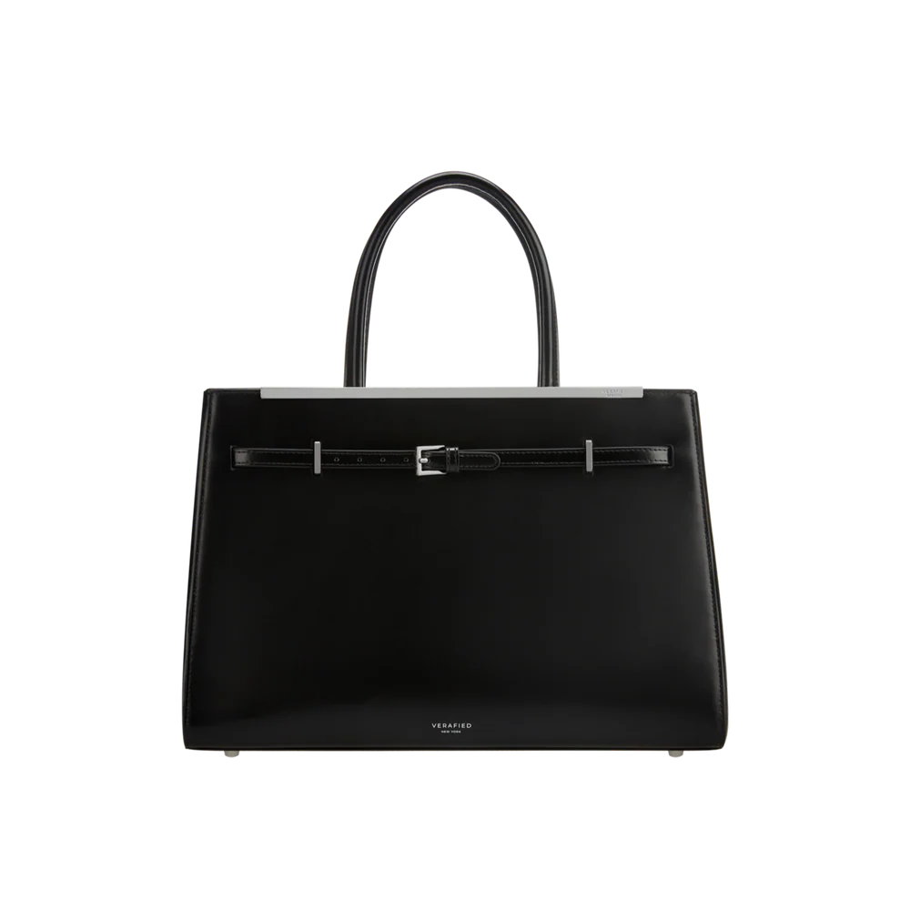 VERAFIED Siyah Deri Laptop Çantası Tote Bag