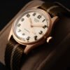 OLD SMITH 90-002 38mm Bronze Case Ivory Dial mechanical watch Khaki x Beige shot