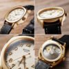 KUOE ROYAL SMITH 90-008 Automatic – Gold Case & Gold Indices black leather strap photoshots