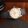 KUOE Royal Smith 90-006 Silver Case Ivory Dial Automatic Watch navy strap shot