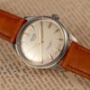 KUOE Royal Smith 90-006 Silver Case Ivory Dial Automatic Watch tan strap shot