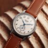 KUOE Old Smith 90-007 automatic watch blued steel hands whisky strap