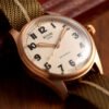 OLD SMITH 90-002 38mm Bronze Case Ivory Dial mechanical watch Khaki x Beige close shot