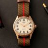 OLD SMITH 90-002 38mm Bronze Case Ivory Dial mechanical watch Khaki x Red straight shot