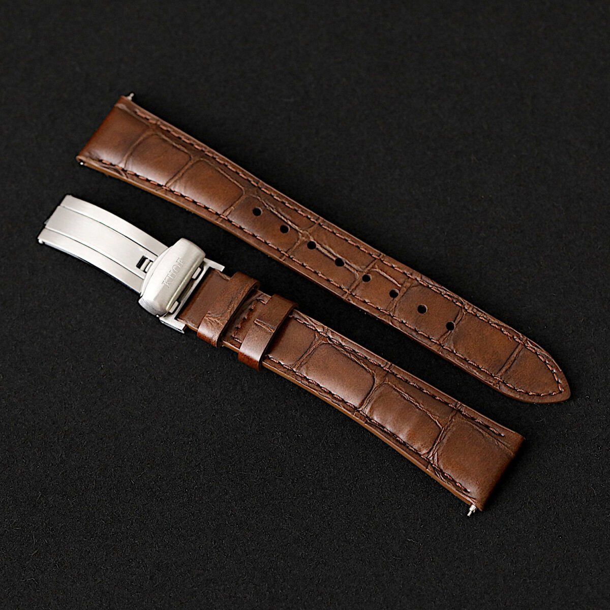 KUOE Royal Smith 90-010 Automatic Panda Grainy Finish Dial watch italian leather strap