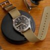 KUOE Old Smith 90-002 Large 38mm automatic no-date watch khaki strap shot
