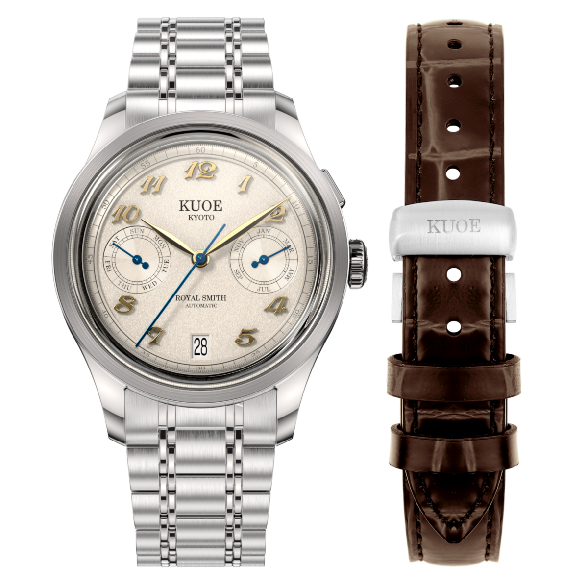 KUOE Royal Smith 90-010 automatic grainy dial Miyota 9122 mixed-link