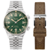 SOMBRERO 90-011 Green Linen Textured Dial 20 BAR automatic dive watch 5-link bracelet