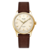 ROYAL SMITH 90-006 Gold Case Ivory Waffle Dial automatic watch dark brown strap