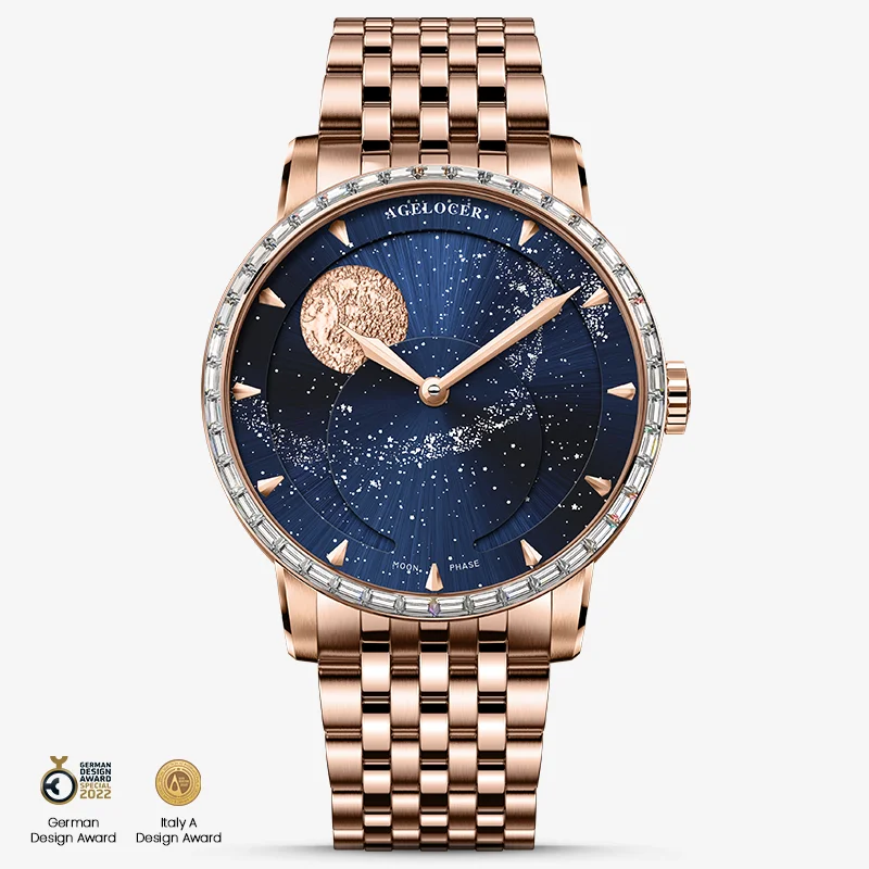Agelocer Astronomer Men's Automatic Mechanical Galaxy Moonphase Steel Belt