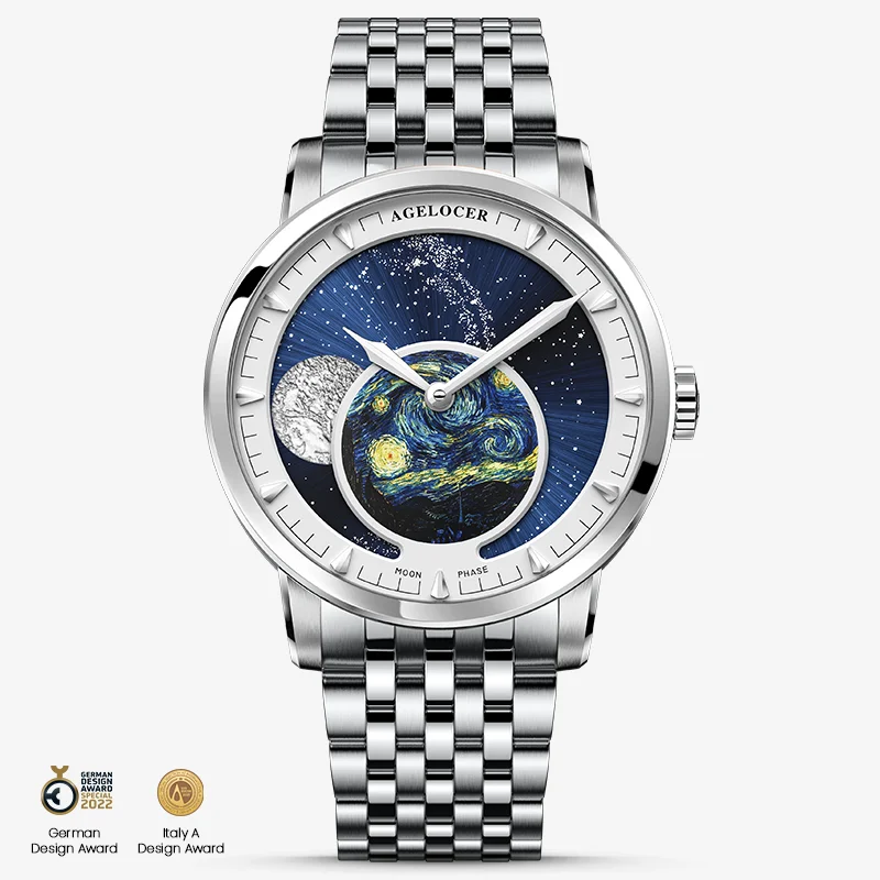 Agelocer Astronomer Automatic Mechanical Silver Steel Erkek Kol Saati