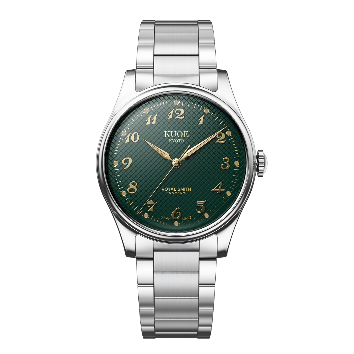 kuoe-royal-smith-90-006-rs90006bg-sv-gr-bs2-breguet-numerals-silver-case-green-dial-automatic-men-watch