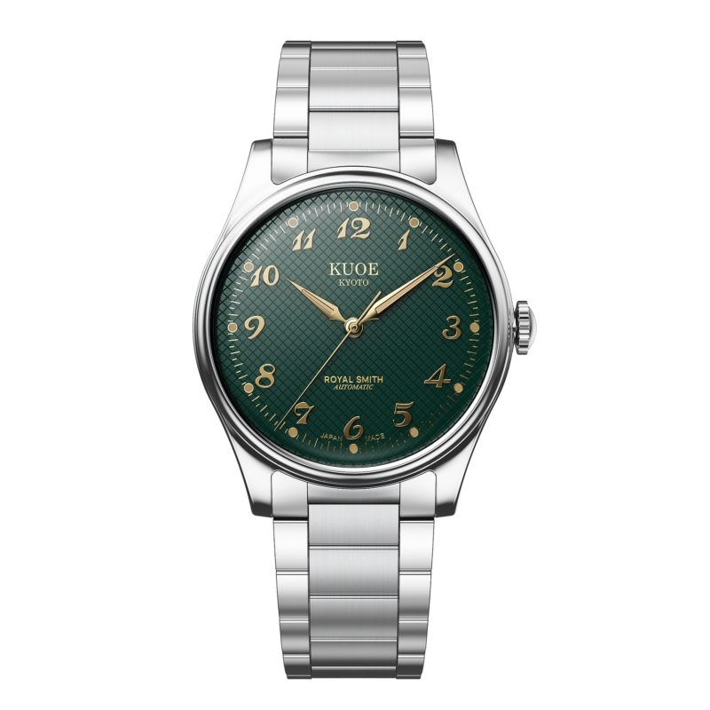 kuoe-royal-smith-90-006-rs90006bg-sv-gr-bs2-breguet-numerals-silver-case-green-dial-automatic-men-watch