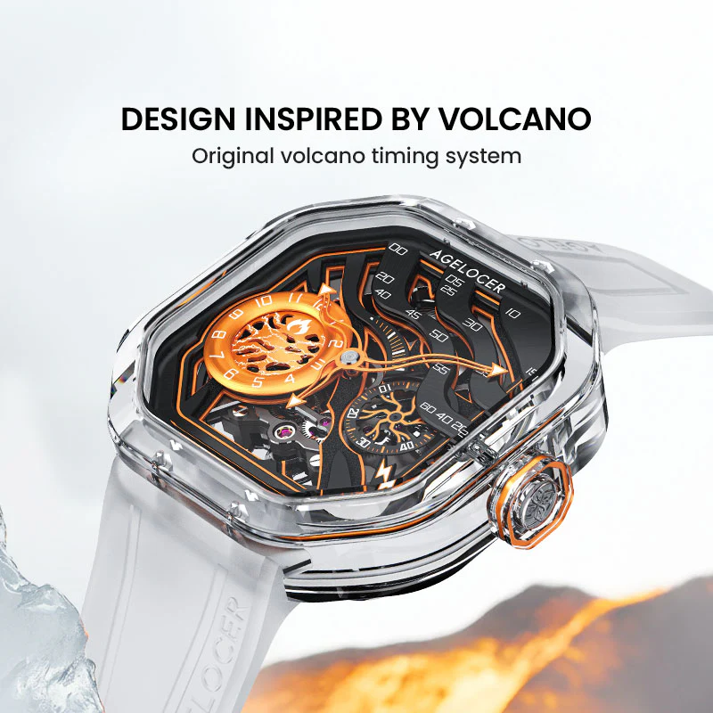 Alternative view of Agelocer Volcano Series Crystal Case Skeleton Mekanik Erkek Kol Saati