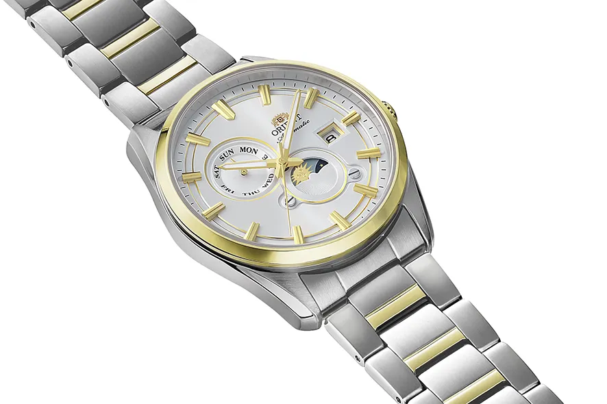 Alternative view of Orient Stretto Sun & Moon RA-AK0312S Beyaz Kadran Altın Bezel Otomatik Erkek Kol Saati