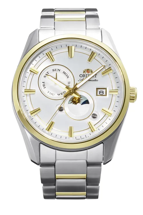 orient-stretto-sun-and-moon-ra-ak0312s-white-dial-gold-bezel-automatic-men-watch